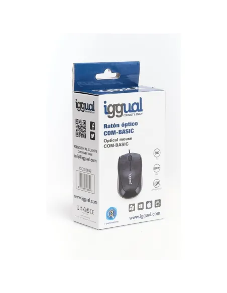 Iggual IGG318874 COM-BASIC3 Ratón Óptico 800 DPI Negro