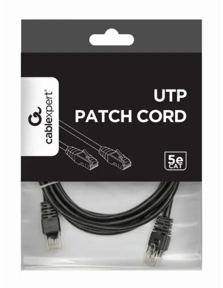 Gembird PP12-2M/BK Cable de Red Cat.5E UTP 2M Negro