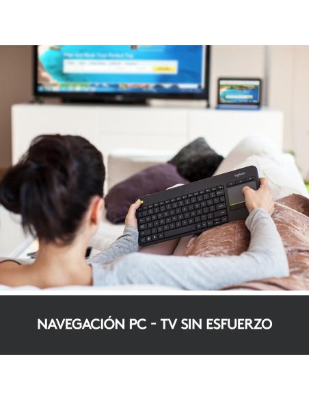 Logitech 920-007137 K400+ Teclado Inalámbrico con Touchpad Negro