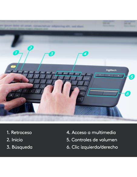 Logitech 920-007137 K400+ Teclado Inalámbrico con Touchpad Negro