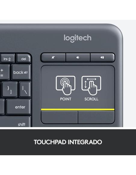Logitech 920-007137 K400+ Teclado Inalámbrico con Touchpad Negro