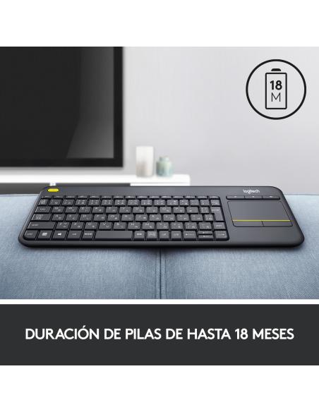 Logitech 920-007137 K400+ Teclado Inalámbrico con Touchpad Negro