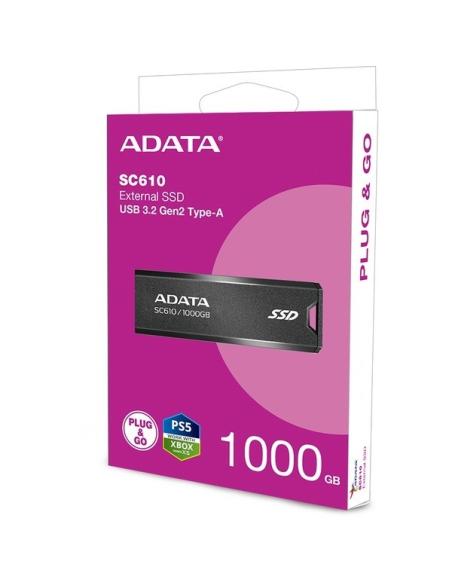 Adata SC610 SSD Externo 1TB USB 3.2 Gen2 Negro