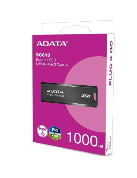 Adata SC610 SSD Externo 500GB USB 3.2 Gen2 Negro