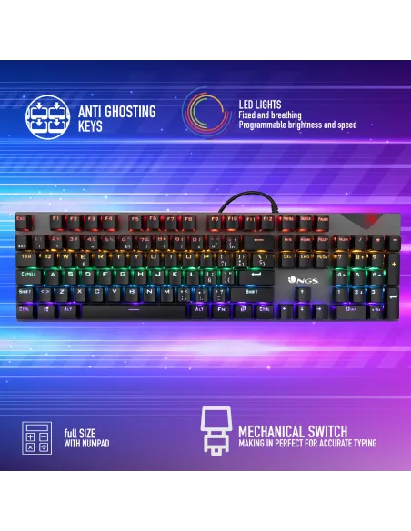 NGS GKX-500 Teclado Gaming Mecánico RGB