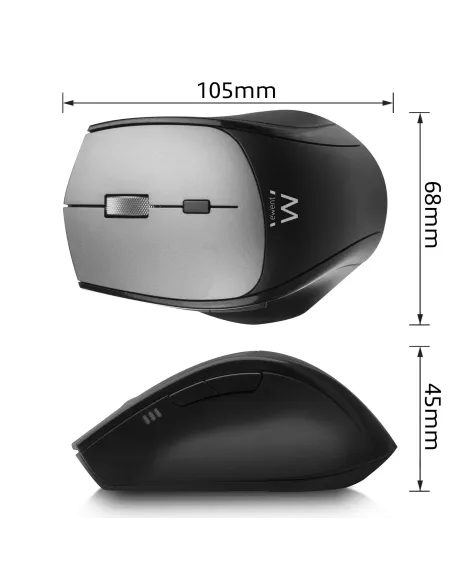 Ewent EW3245 Ratón Inalámbrico Dual con Click Silencioso 2400DPI Negro