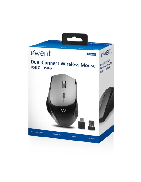 Ewent EW3245 Ratón Inalámbrico Dual con Click Silencioso 2400DPI Negro