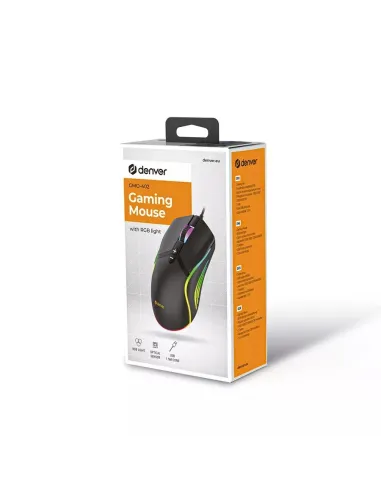 Denver GMO-402 Ratón Gaming RGB Negro