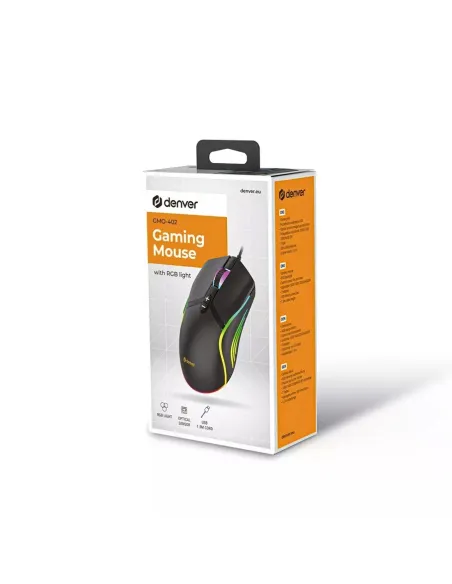 Denver GMO-402 Ratón Gaming RGB Negro