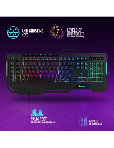 NGS GKX-450-2 Teclado Gaming de Membrana con Luces RGB