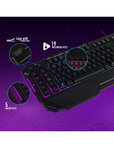 NGS GKX-450-2 Teclado Gaming de Membrana con Luces RGB