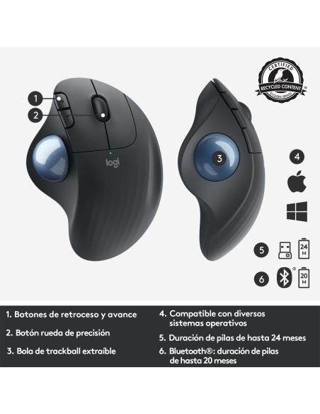 Logitech Ergo M575 Ratón Trackball Inalámbrico 2000DPI Gris
