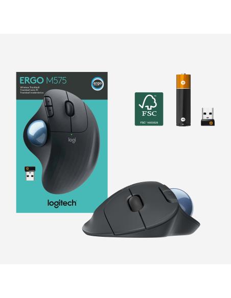 Logitech Ergo M575 Ratón Trackball Inalámbrico 2000DPI Gris