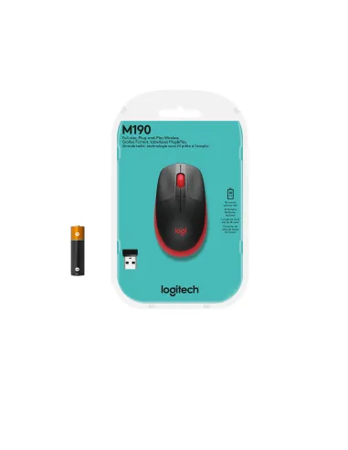Logitech 910-005908 M190 Ratón Inalámbrico 1000 DPI Rojo