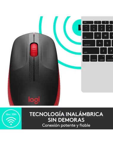 Logitech 910-005908 M190 Ratón Inalámbrico 1000 DPI Rojo