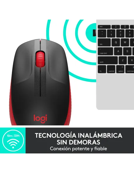 Logitech 910-005908 M190 Ratón Inalámbrico 1000 DPI Rojo