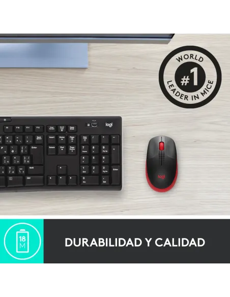Logitech 910-005908 M190 Ratón Inalámbrico 1000 DPI Rojo