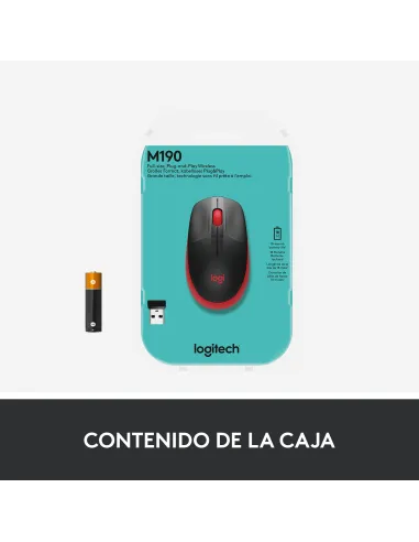 Logitech 910-005908 M190 Ratón Inalámbrico 1000 DPI Rojo