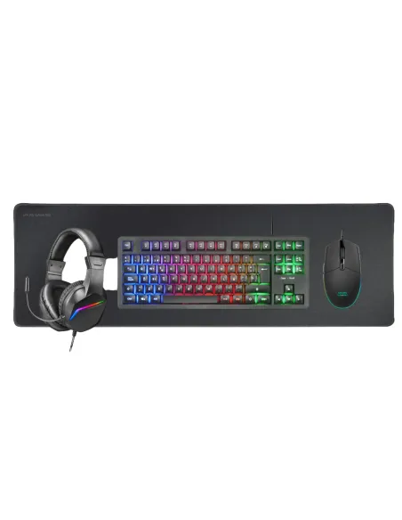 MARS GAMING MCPRGB3ES Kit Gaming 4 en 1 Teclado + Ratón + Auriculares + Alfombrilla Negro