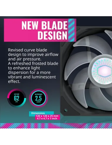 Cooler Master SickleFlow Ventilador Suplementario ARGB 3IN1 120MM Negro