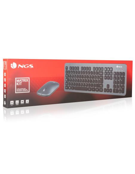 NGS MATRIXKIT Kit Teclado y Ratón Slim Inalámbrico Gris