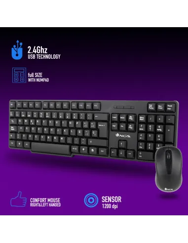 NGS EUPHORIAKIT Kit de Ratón y Teclado Inalámbricos Negro