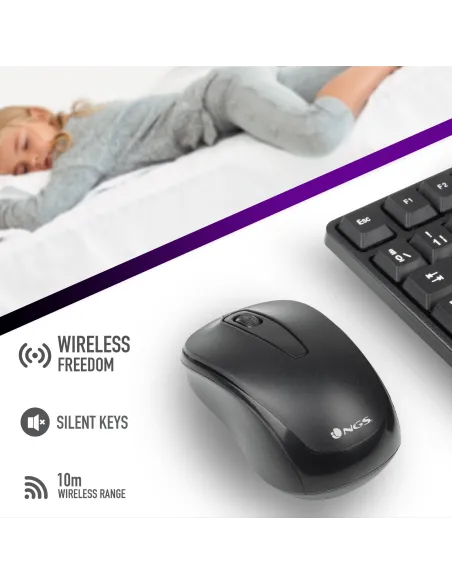 NGS EUPHORIAKIT Kit de Ratón y Teclado Inalámbricos Negro