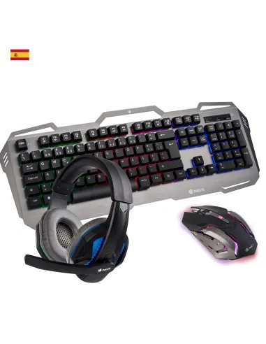 NGS GBX-1500 Kit Teclado + Ratón + Auriculares Gaming Negro/Gris