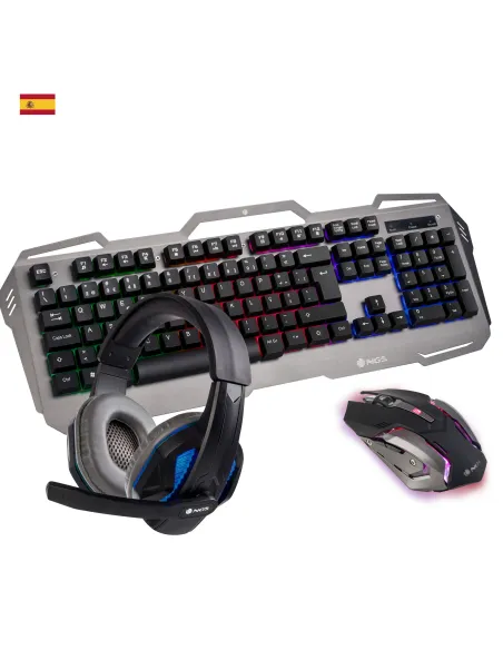 NGS GBX-1500 Kit Teclado + Ratón + Auriculares Gaming Negro/Gris