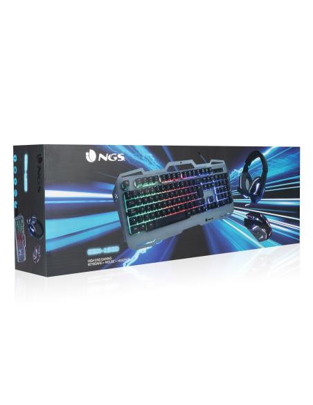 NGS GBX-1500 Kit Teclado + Ratón + Auriculares Gaming Negro/Gris