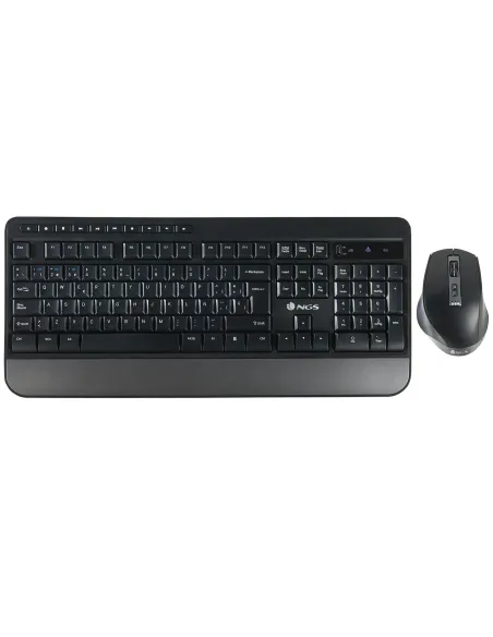 NGS Spell Kit Ergonómico de Teclado Qwerty Español + Ratón Inalámbricos Multidispositivo Negro