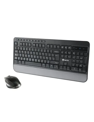 NGS Spell Kit Ergonómico de Teclado Qwerty Español + Ratón Inalámbricos Multidispositivo Negro