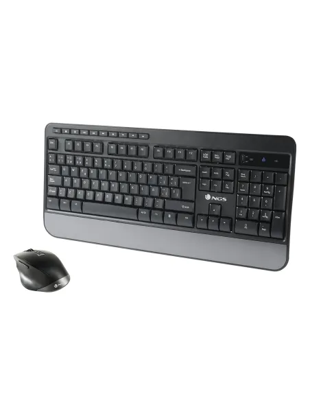 NGS Spell Kit Ergonómico de Teclado Qwerty Español + Ratón Inalámbricos Multidispositivo Negro