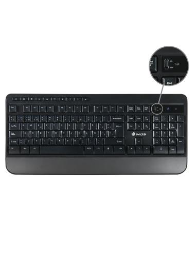 NGS Spell Kit Ergonómico de Teclado Qwerty Español + Ratón Inalámbricos Multidispositivo Negro