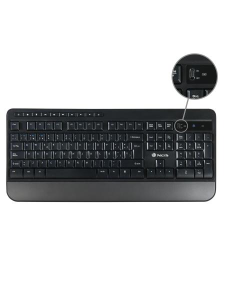 NGS Spell Kit Ergonómico de Teclado Qwerty Español + Ratón Inalámbricos Multidispositivo Negro