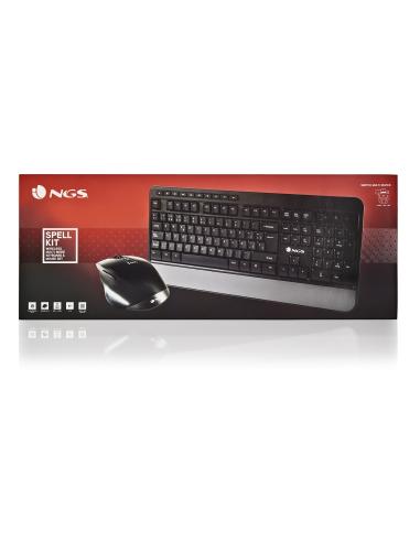 NGS Spell Kit Ergonómico de Teclado Qwerty Español + Ratón Inalámbricos Multidispositivo Negro
