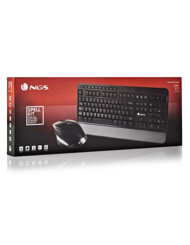 NGS Spell Kit Ergonómico de Teclado Qwerty Español + Ratón Inalámbricos Multidispositivo Negro