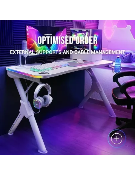 Mars Gaming MGDRGBW RGB Mesa Gaming Blanca