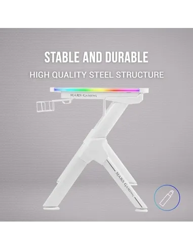 Mars Gaming MGDRGBW RGB Mesa Gaming Blanca