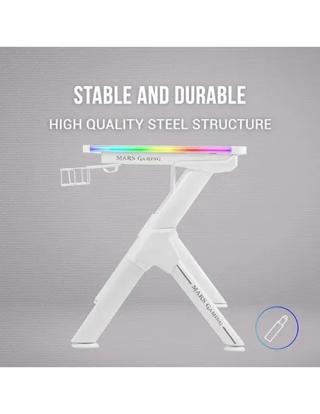 Mars Gaming MGDRGBW RGB Mesa Gaming Blanca