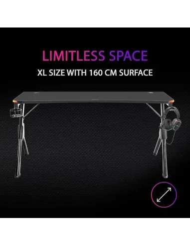 Mars Gaming MGDXL RGB Mesa Gaming Ergonómica Negra