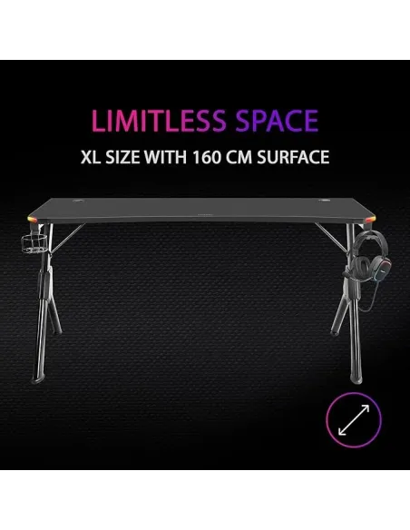 Mars Gaming MGDXL RGB Mesa Gaming Ergonómica Negra