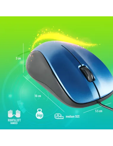 NGS Wired Crew Ratón Óptico 1200DPI Azul