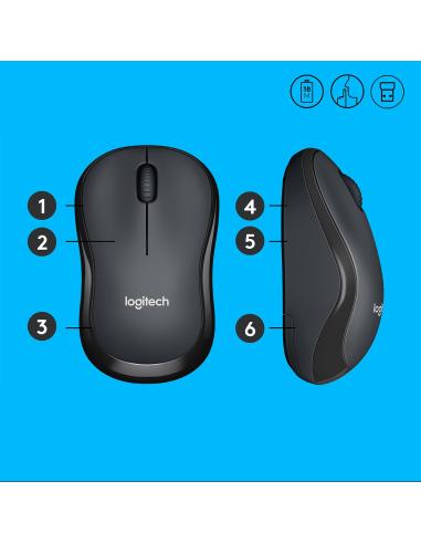 Logitech M220 Silent Ratón Inalámbrico 1000DPI Negro