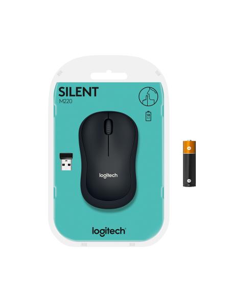 Logitech M220 Silent Ratón Inalámbrico 1000DPI Negro