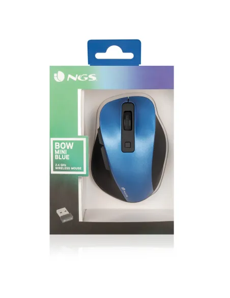 NGS Bow Mini Ratón Inalámbrico 1600DPI Azul
