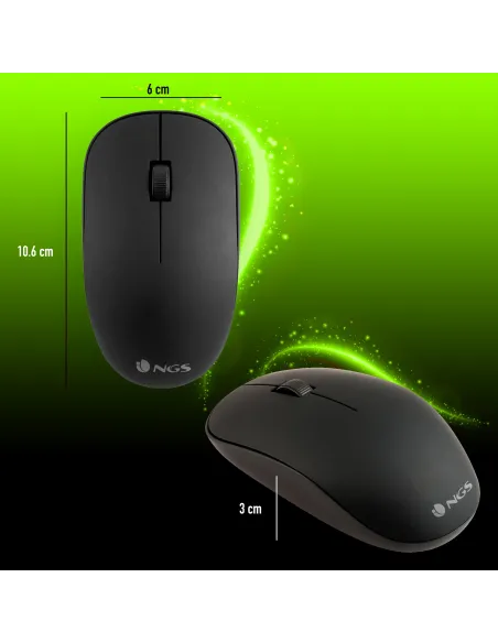 NGS Easy Alpha Ratón Óptico Inalámbrico 1000 DPI Negro
