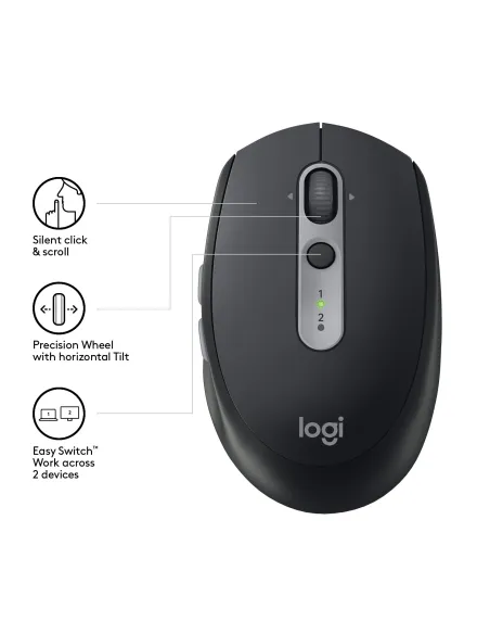 Logitech M590 Silent Ratón Inalámbrico Multidispositivo 1000DPI Negro