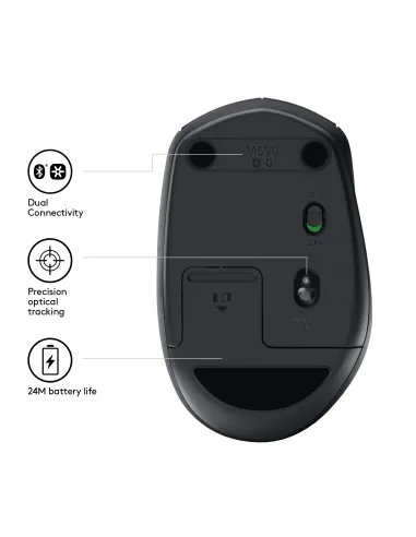 Logitech M590 Silent Ratón Inalámbrico Multidispositivo 1000DPI Negro