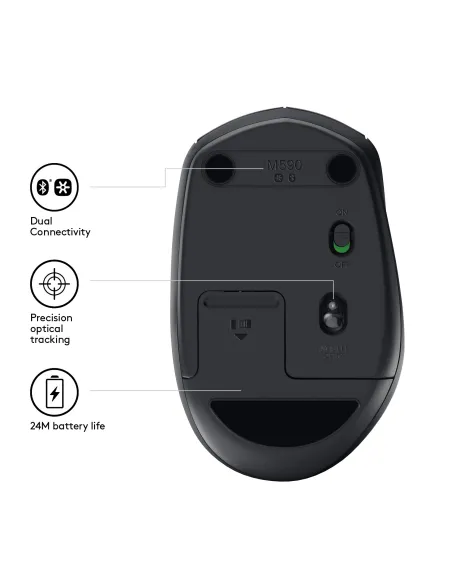 Logitech M590 Silent Ratón Inalámbrico Multidispositivo 1000DPI Negro